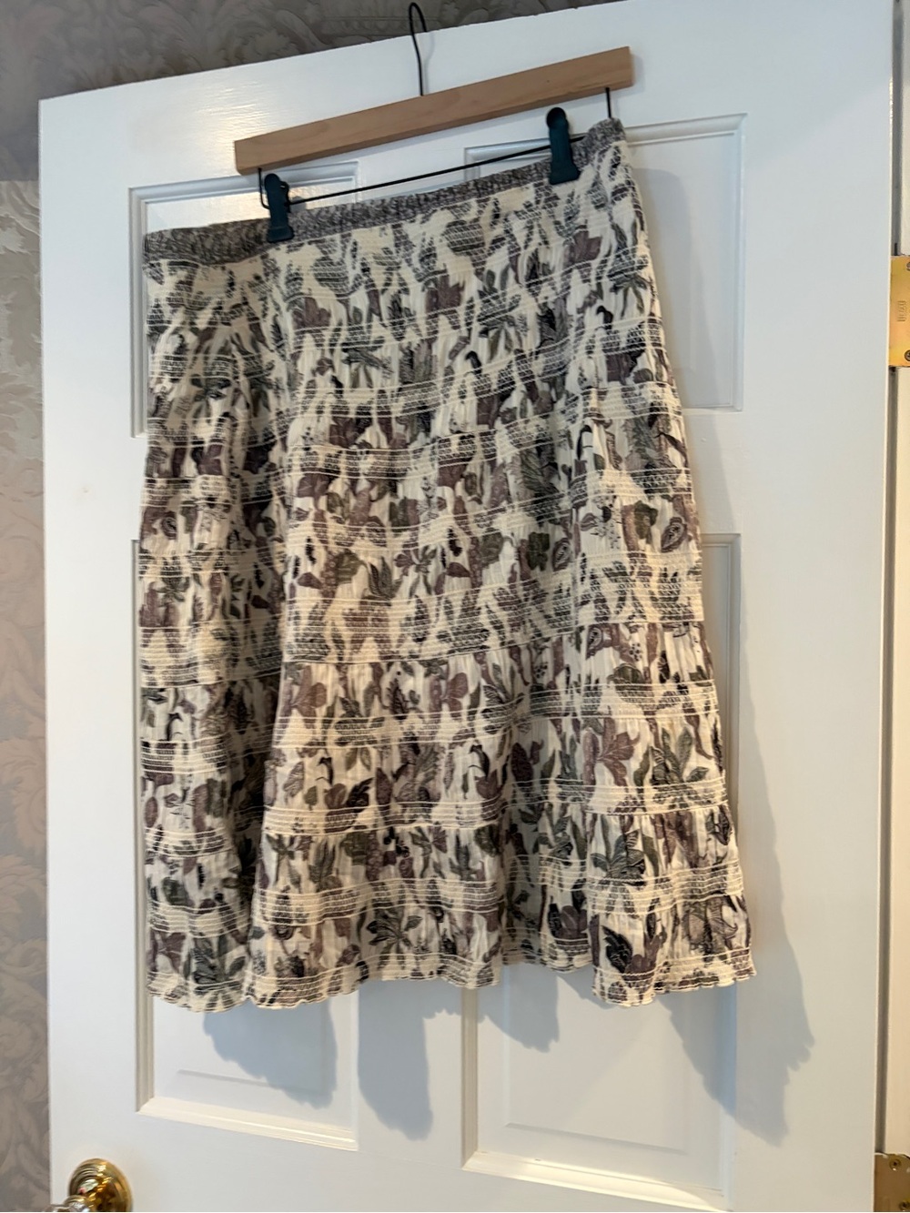 Tory burch smocked skirt 14 peasant boho midi xl floral